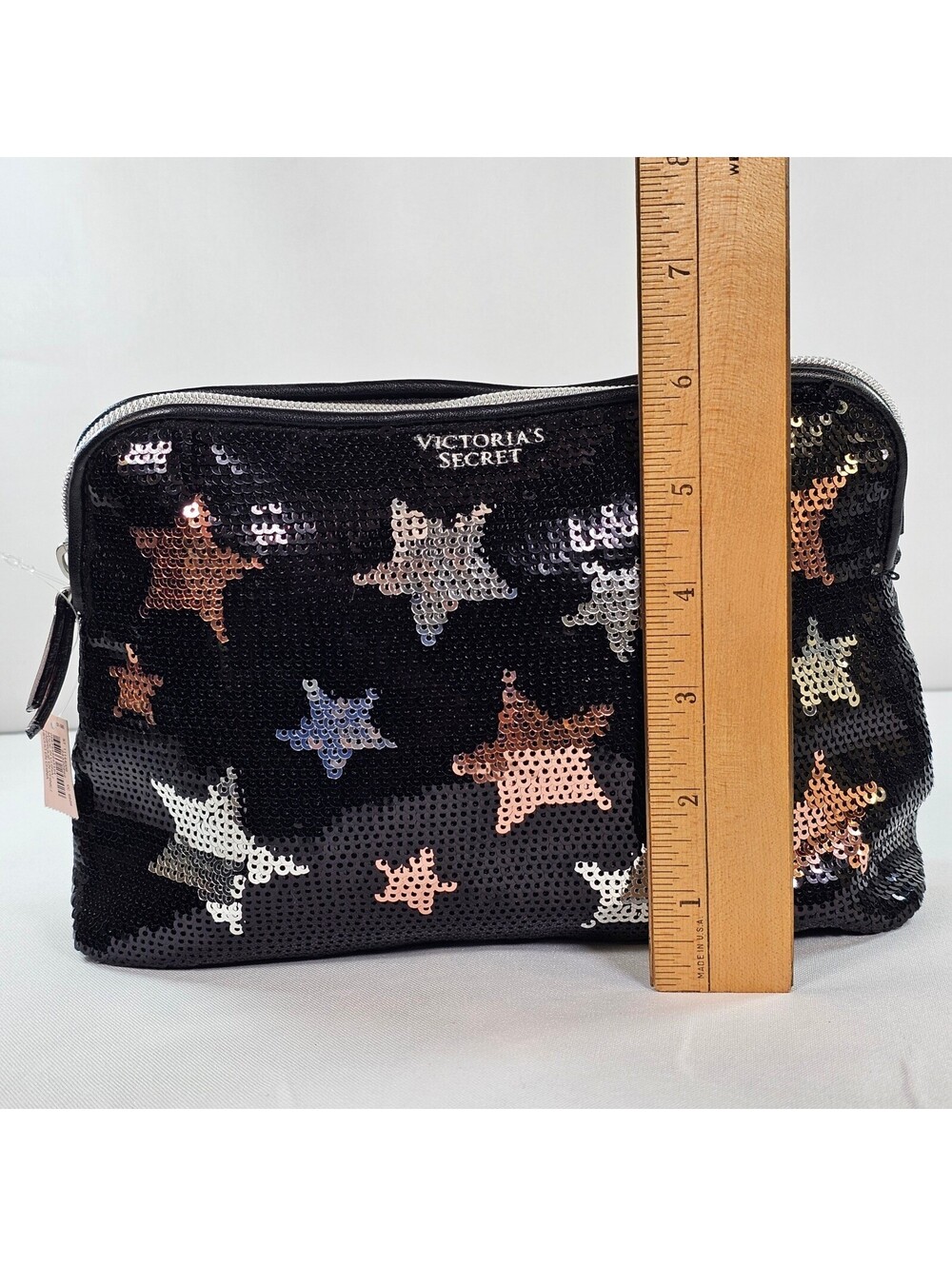 Victoria's Secret Sequin Star Makeup Bag Black Life Of The Party Cosmetic Pouch - Picture 8 of 13